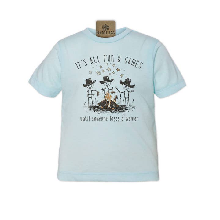 Remuda Western Wear - Wholesale T-Shirt - Kids - It's All Fun & Games Until Someone Loses A Weiner - Toddler Camping Tee4