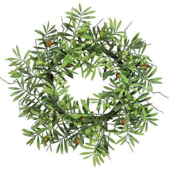 24"Dia Olive Wreath Tt Green/Cream FG5423 for wholesale by DecoExchange