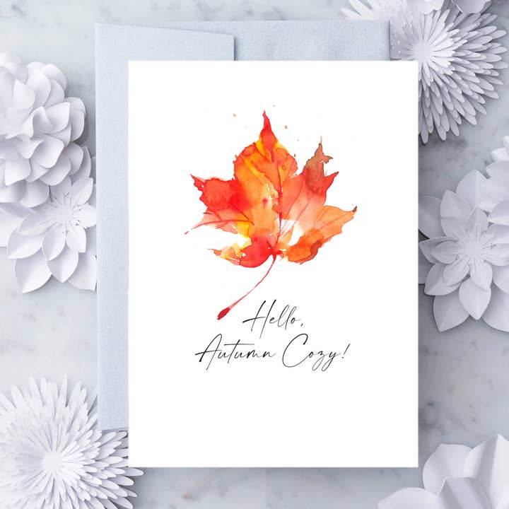 Biglietto di auguri «Hello Autumn Cozy» per la vendita all'ingrosso da parte di Design With Heart