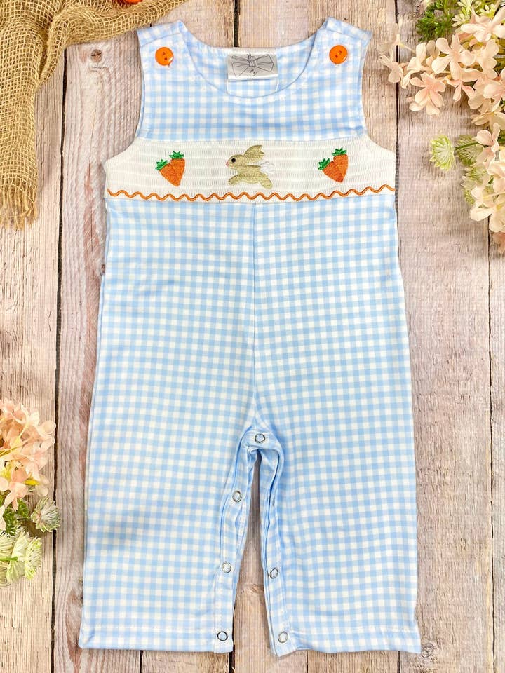Boys Blue Gingham Easter Longall for wholesale by The Hair Bow Company