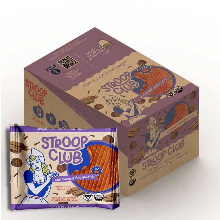 Stroop Club - Wholesale Cookie - Chai Caramel Organic and Plant-Based Stroopwafel 2-pack