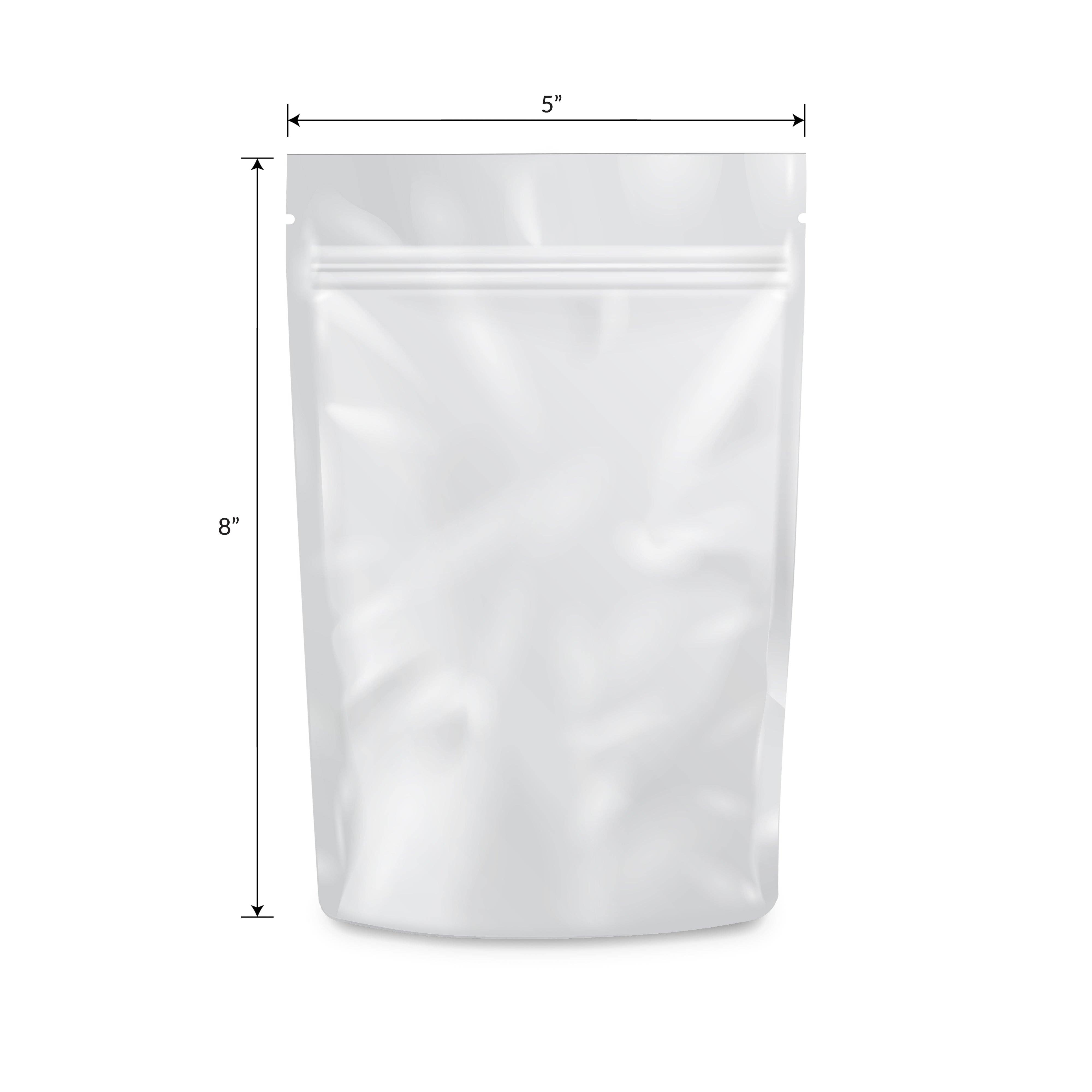 Cannatron - Wholesale Food Storage Wrap/Bag - 1/2 Ounce Mylar Bags - Loud Lock - 100ct All White1