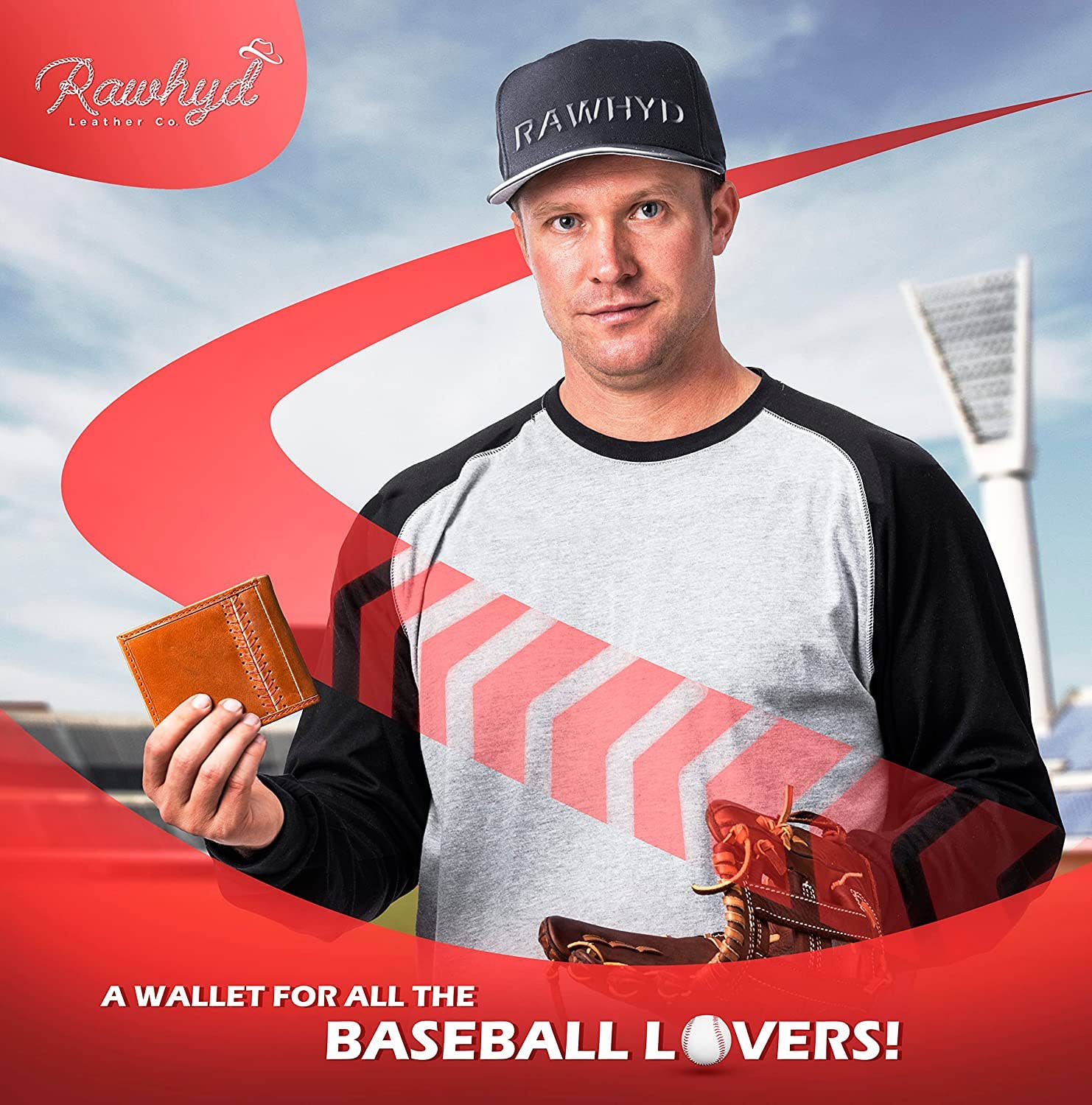 RAWHYD Leather Co. - Wholesale Wallet - Men's - RAWHYD - Baseball Stitch Bi-fold Leather Wallet - 3 4/8" x 4 5/8"6