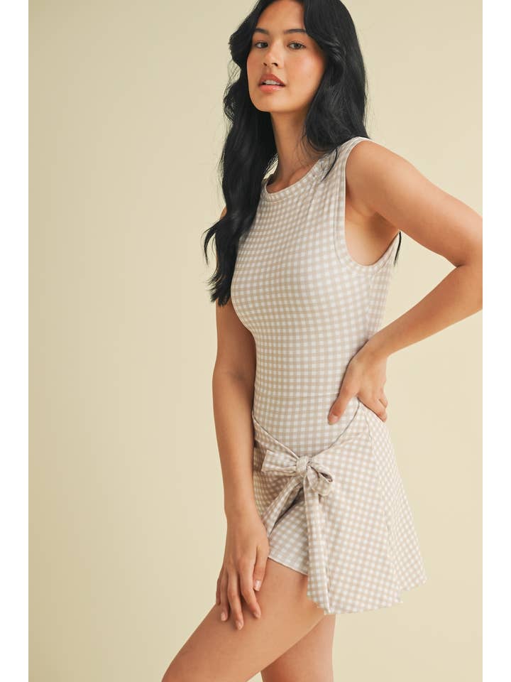 KIMBERLY C - Wholesale Athletic Dress - Women's - Gingham Print Sleeveless Wrap Tie Front Dress 48
