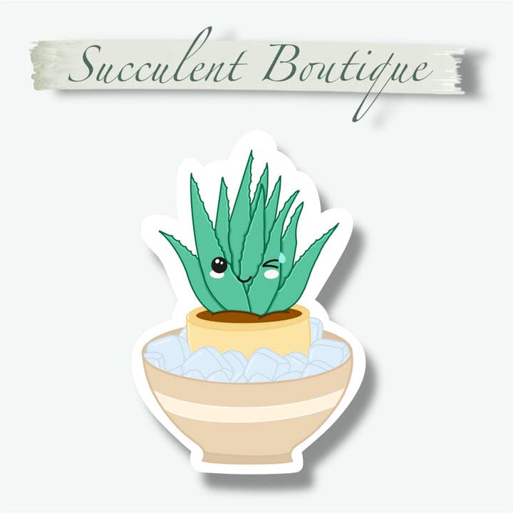 Autocollant Rafraîchissant Ally Aloe pour la vente par Succulent Boutique