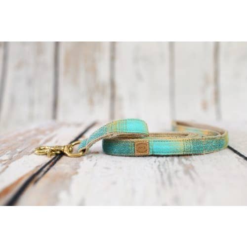 3/4" TEAL/OLIVE PLAID LEAD for wholesale by Finnegan’s Standard Goods