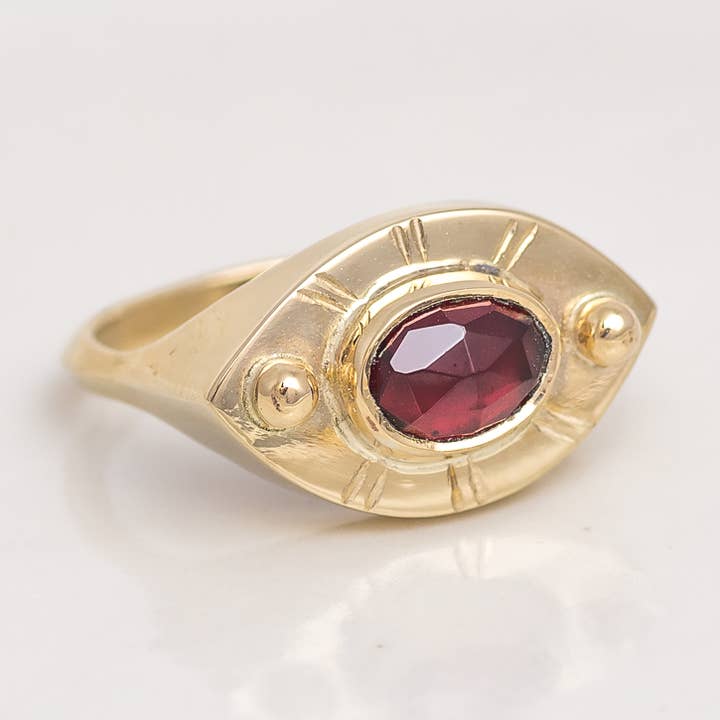 Vision Ring ◇ Granato Taglio Rosa per la vendita all'ingrosso da parte di Mahka Jewelry