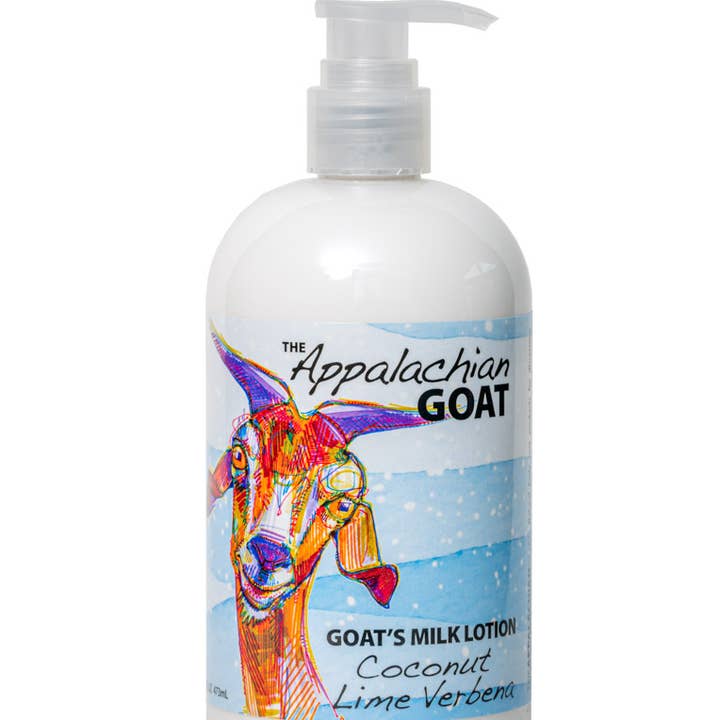 16oz Coconut Lime Verbena Goats Milk Lotion for wholesale by The Appalachian Goat