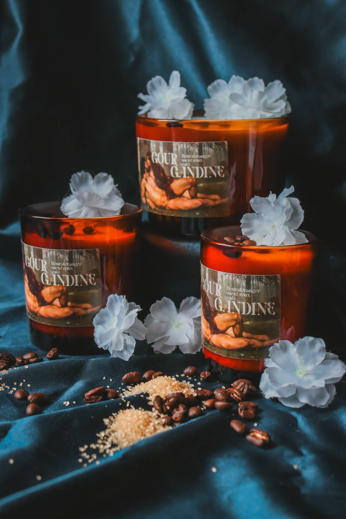 Gourgandine bougies - Wholesale Jar/Filled Candle - Orange blossom sugar coffee message candle, rapeseed wax0