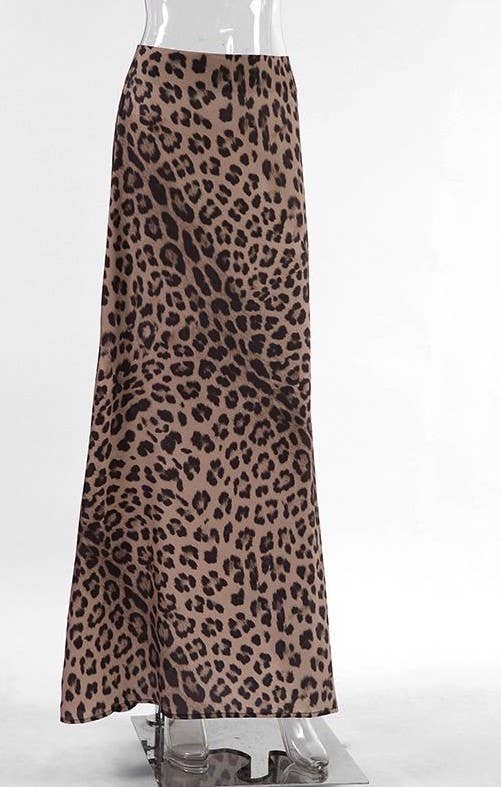 Brown Leopard print maxi skirt  for wholesale on Faire1
