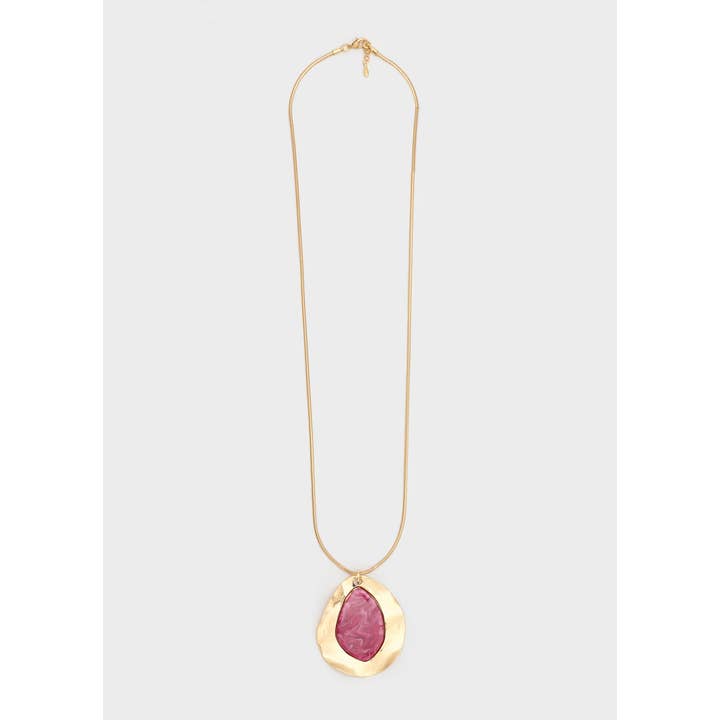 NALI' - Wholesale Pendant/Charm Necklace - LEX LONG NECKLACE PENDANT RESIN PURPLE - N641