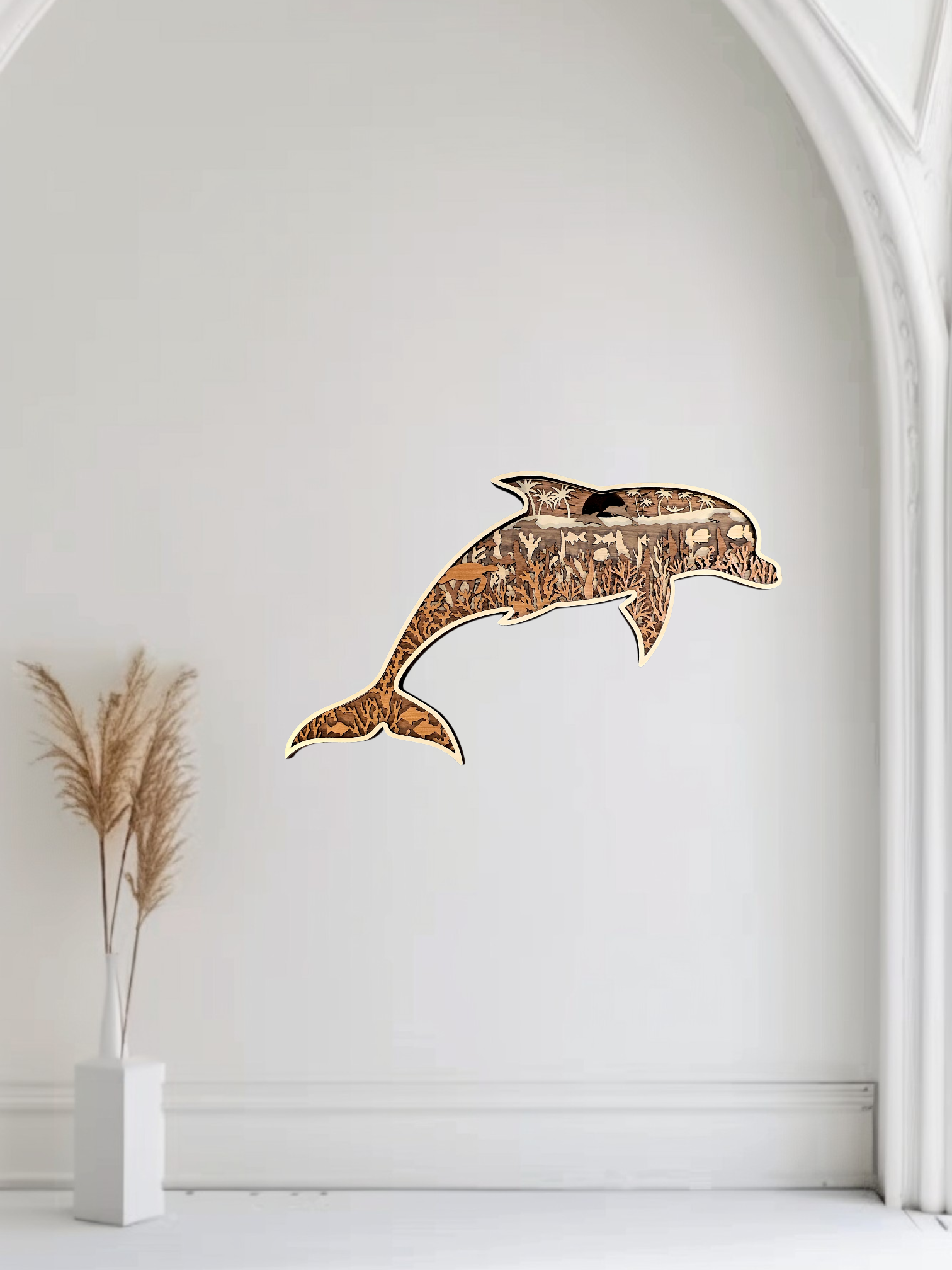 Gulf Coast Custom - Wholesale Wall Accent - Dolphin Multi-layer Wood Wall Art 2