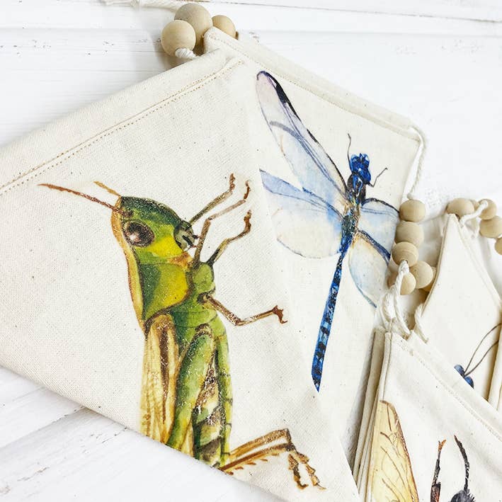 MYWOODYSTYLE – Großhandel Wimpel/Girlande – Wimpelkette, Stoff-Girlande, Insekten, BUGS1