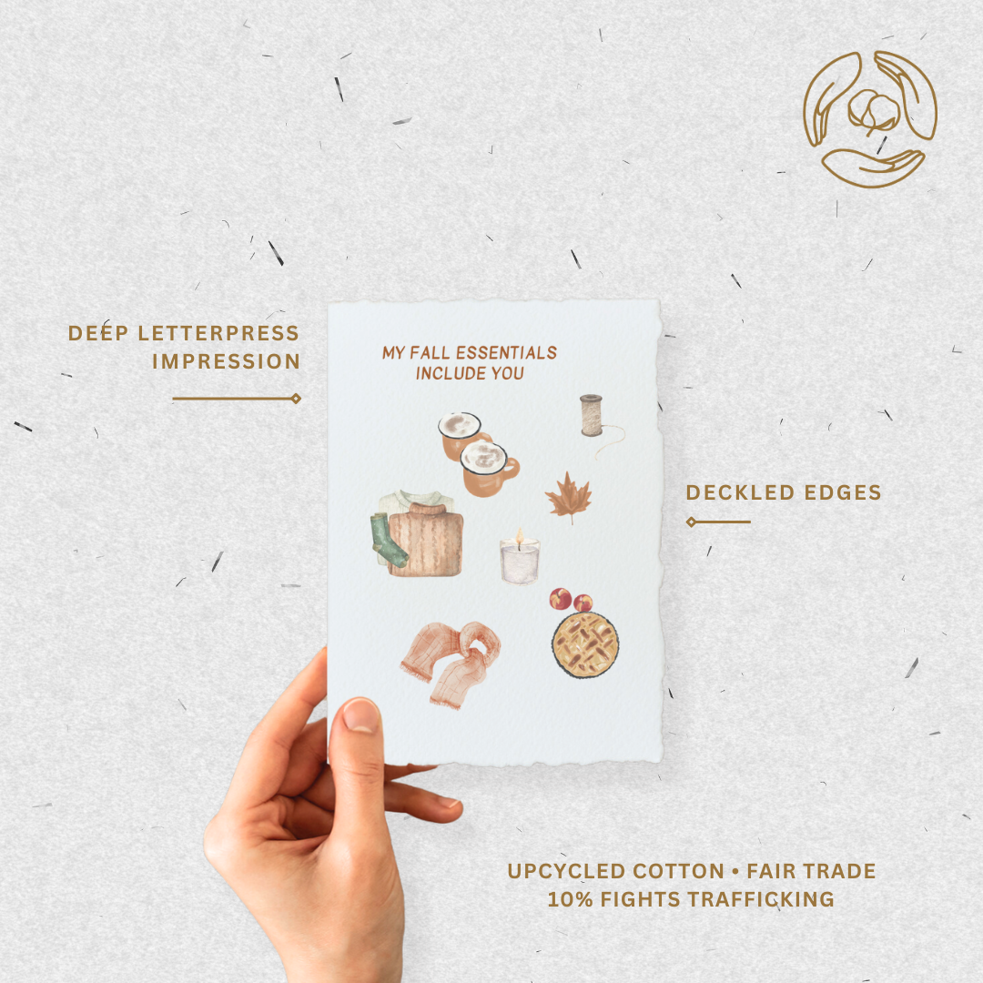 Paper Baristas - Wholesale Season's Greetings Card - Fall essentials include you | Autumn Greeting Card3