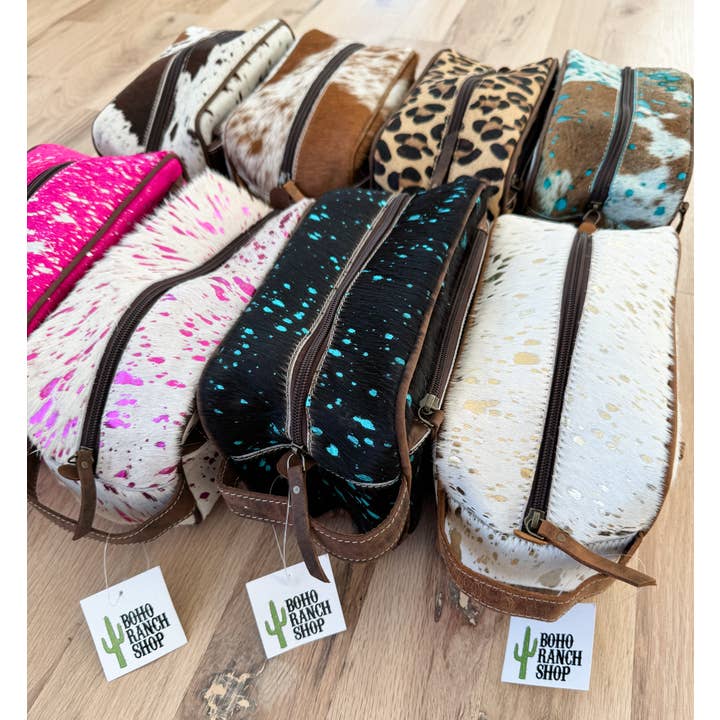 Boho Ranch Shop - Wholesale Toiletry Bag - Women's - Cowhide | Western Toiletry Makeup Shaving Travel Bag2