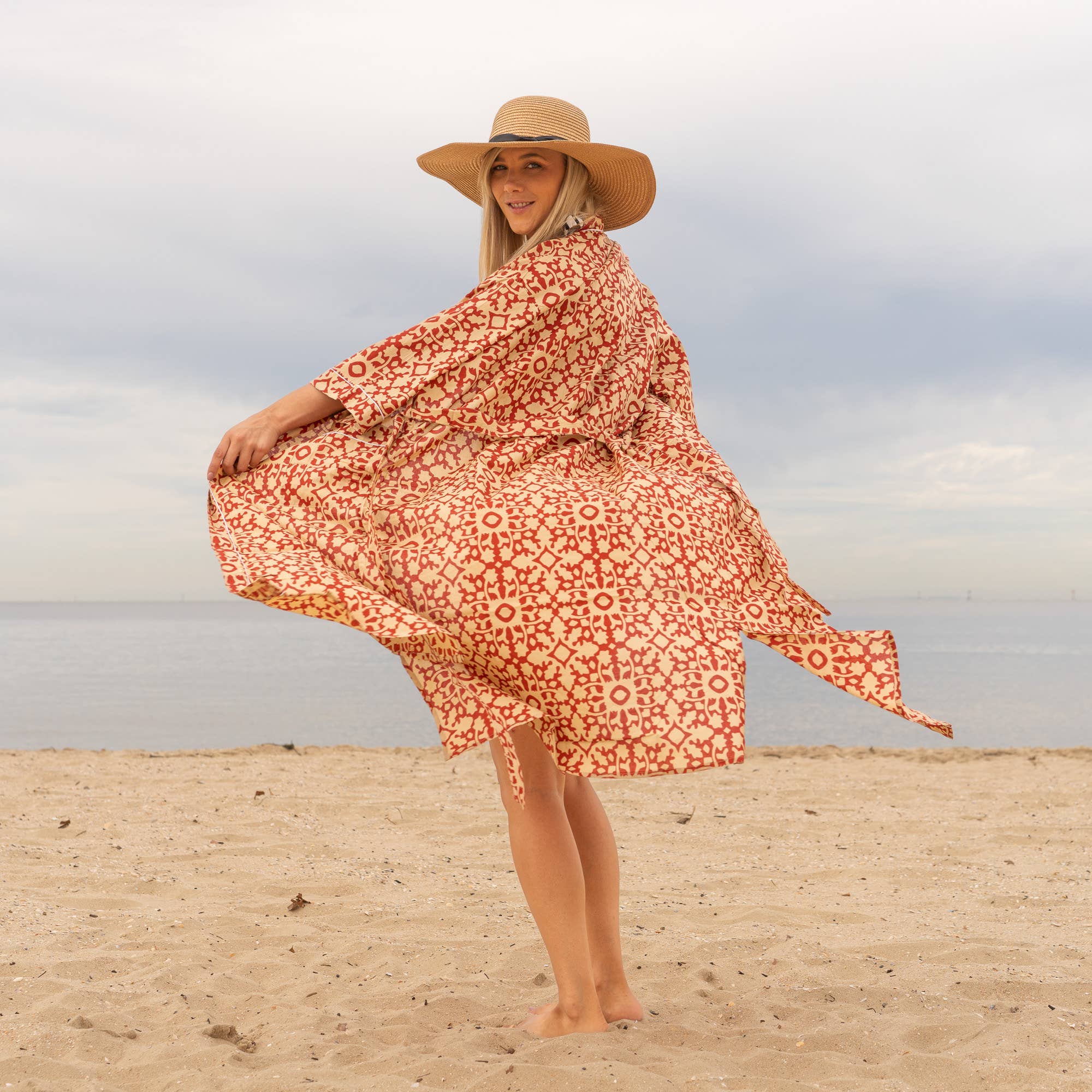 Glamthread - Wholesale Kimono - Women's - Geometric Block Print' Women's Cotton Kimono Robe4