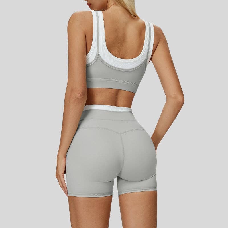 WONDERXFANS – Engroshandel Activewear-sæt – til kvinder – Sports-bh og sportsshorts i kontrastfarver, 2-delt sæt11