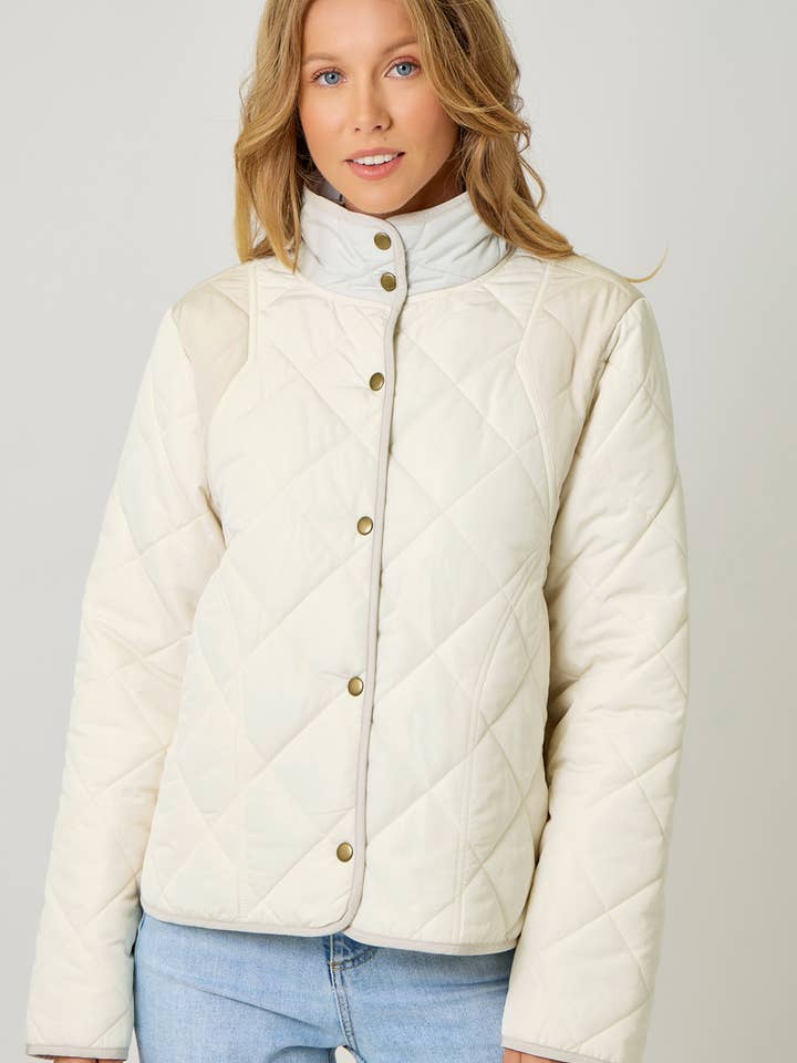 61293 Kleurgeblokkeerde Gewatteerde Jas voor wholesale door Mystree