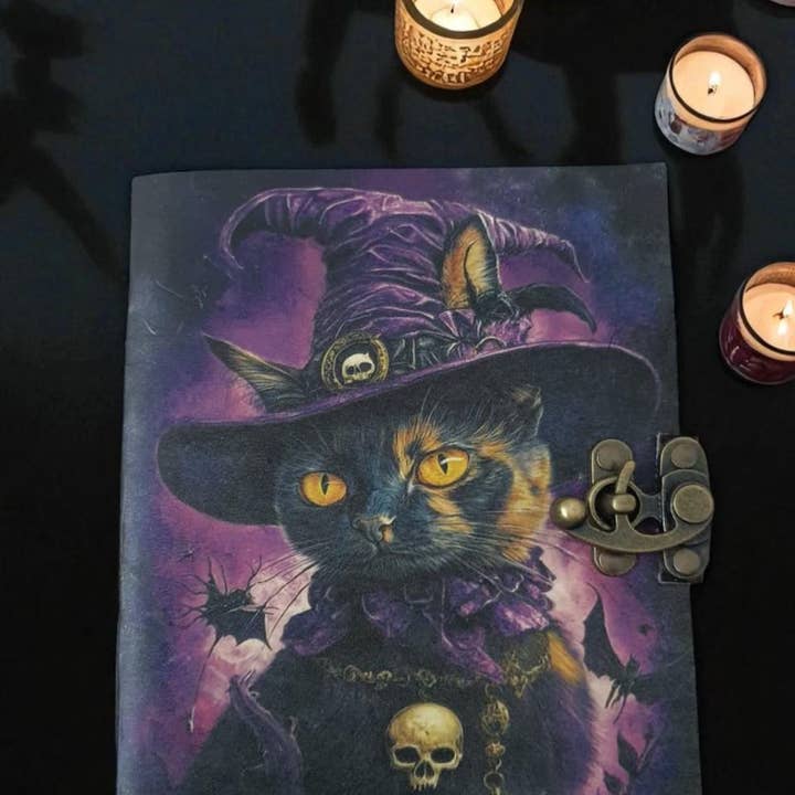 MNM HANDICRAFTS - Wholesale Journal/Diary - Mystical Black Cat Witch Leather Journal – Vintage Journal0
