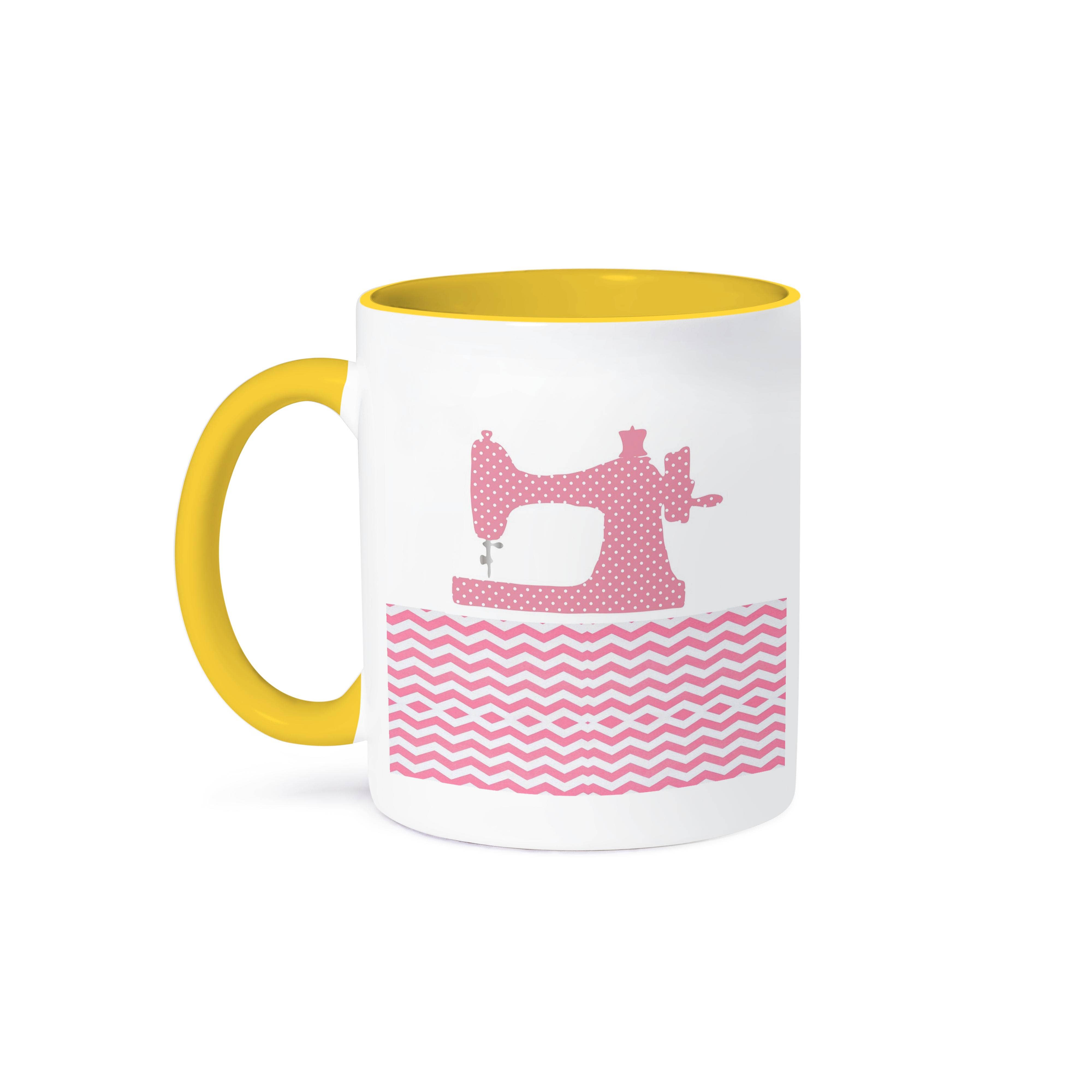 3dRose - Wholesale Coffee Mug - 3dRose, Image of Pink Dot Sewing Machine On Chevron, Mug0