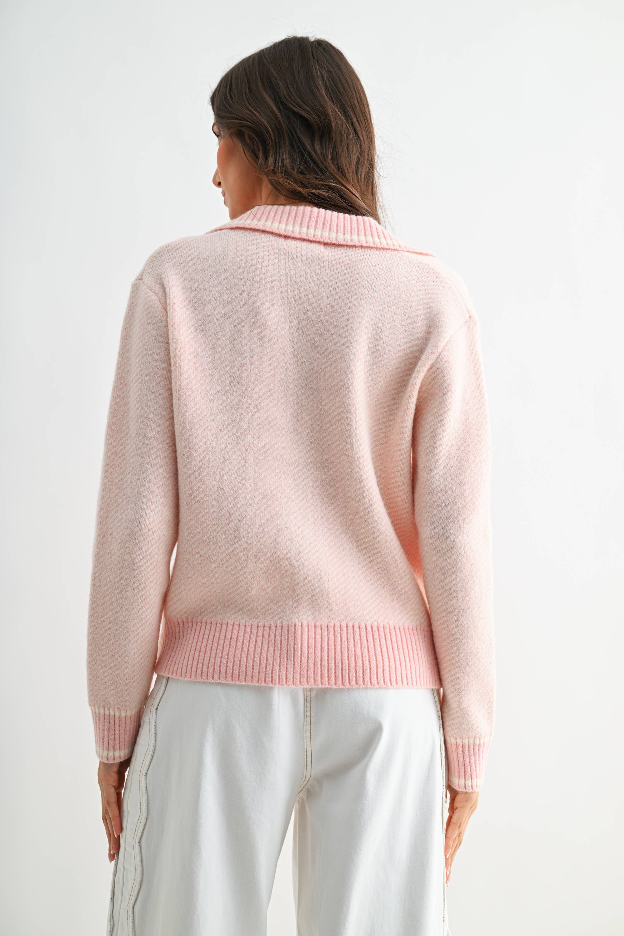 Camellia - Wholesale Knit Sweater - Women's - CW10236E HERRINGBONE KNIT CARDIGAN38