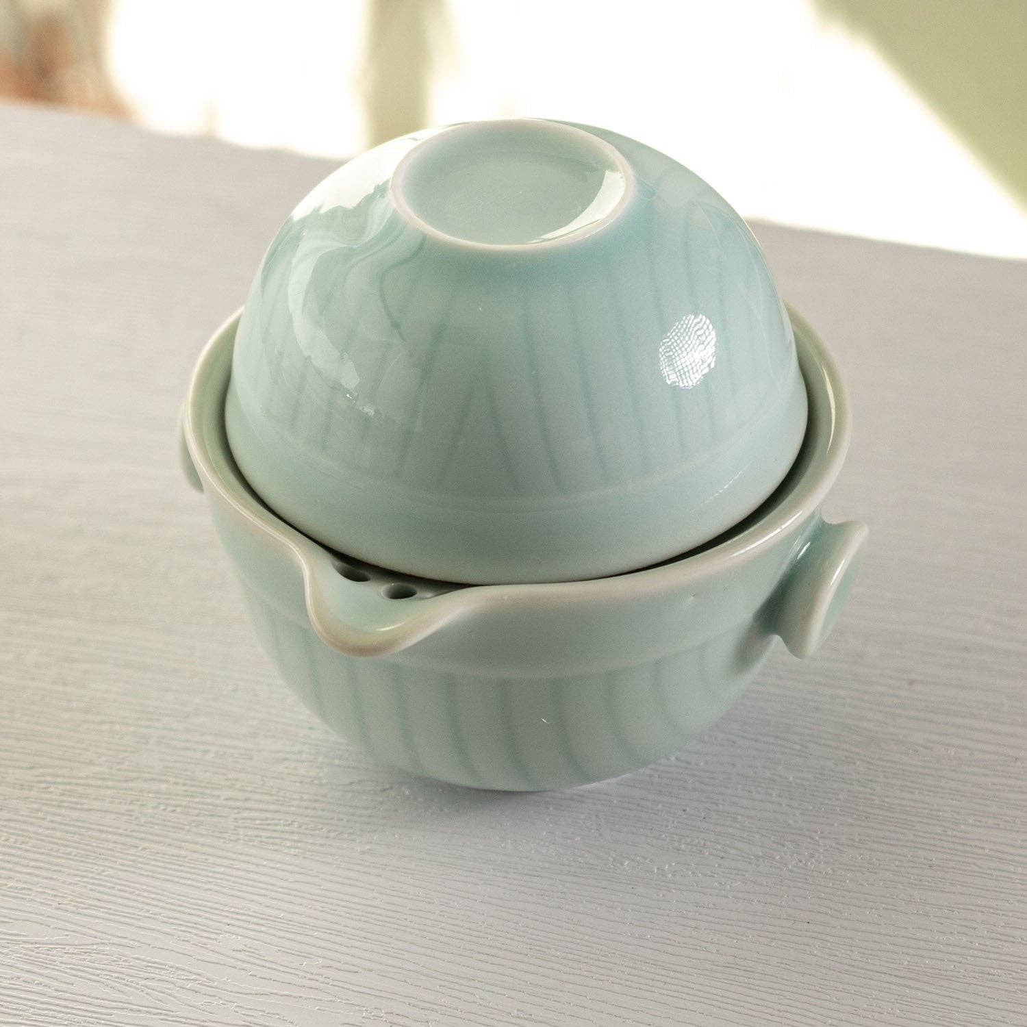 Urban Tokyo - Wholesale Tea Pot - Koi Fish Kung Fu Tea Set 6oz Tea Pot with A Cup Light Blue (1/80)5