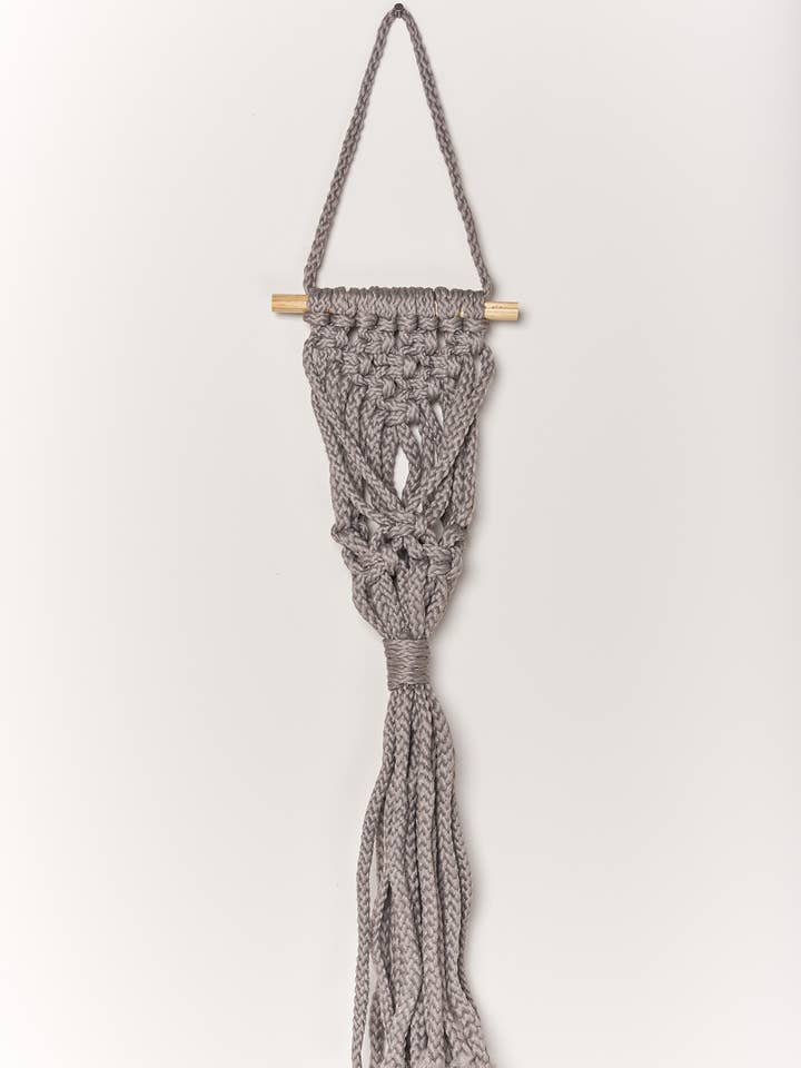 SM Macrame Wall Planter -Gray for wholesale by Primitive Planters