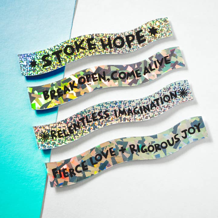 Katie Blanchard Art + Works - Wholesale Sticker - Relentless Imagination - Holographic Swirl Sticker2