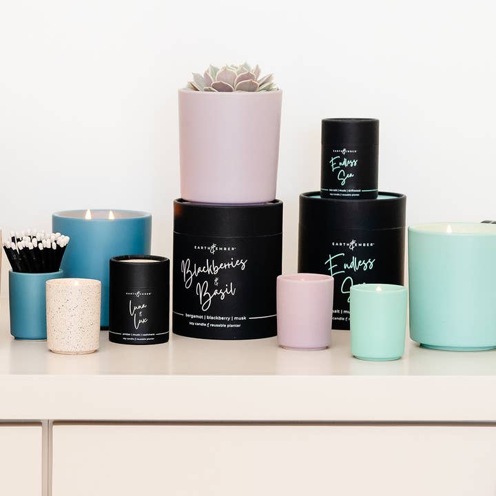 Milkhouse Candle Company - Wholesale Jar/Filled Candle - Earth & Ember 13 oz: Blackberries & Basil