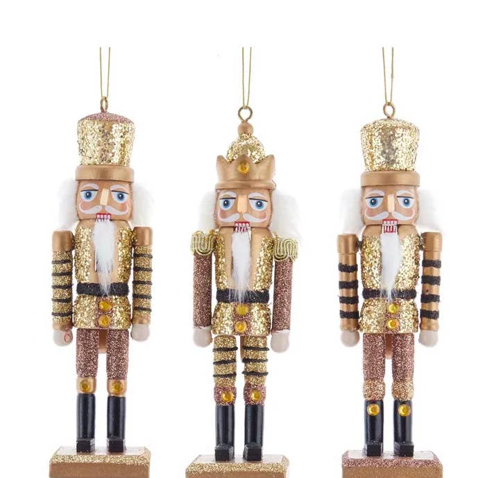 Kurt S. Adler, Inc. - Wholesale Ornament set - 6"WOODEN BEE GLITTER NUTCRACKER ORNAMENT 3/A0