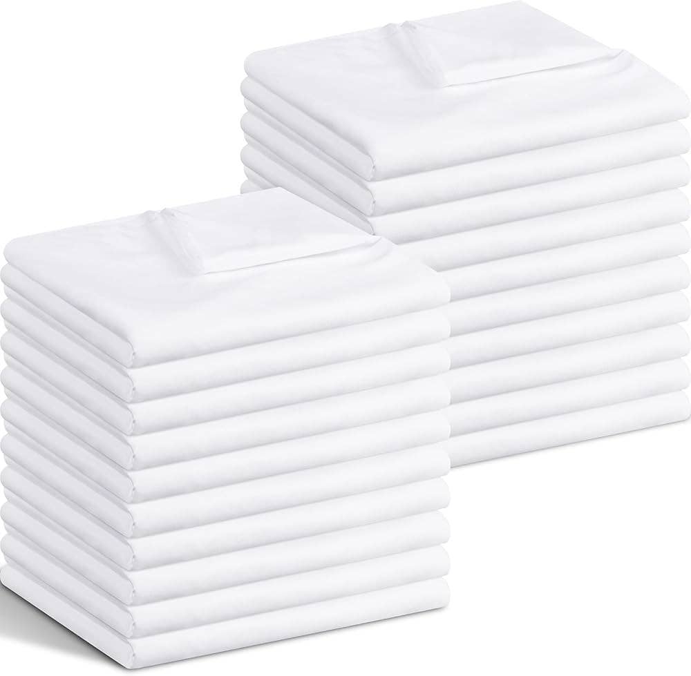 Blanc Lot de 12 draps-housses et draps plats en microfibre de qualité hôtelière en vente sur Faire10