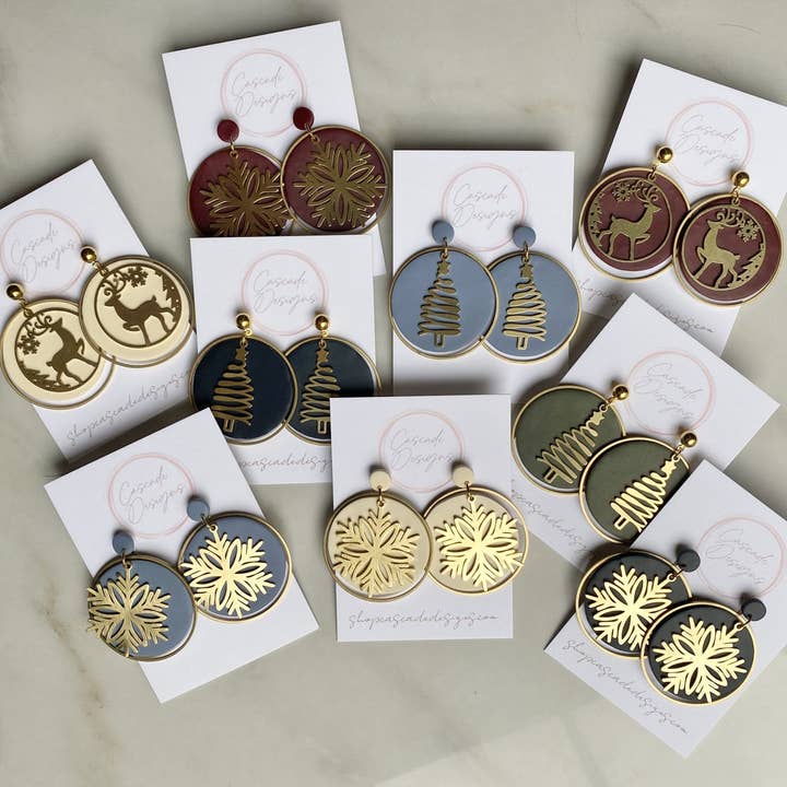 The Merri | Festive Holiday Hoop Clay Earrings for wholesale by Cascade Designs