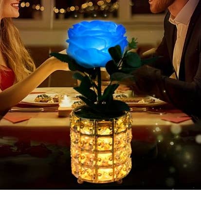 Luxury 10" Rose Lamp - #LCDZ12.BLUE - 3Mode LED With Dimmer for wholesale by St. Louis Wholesale LLC