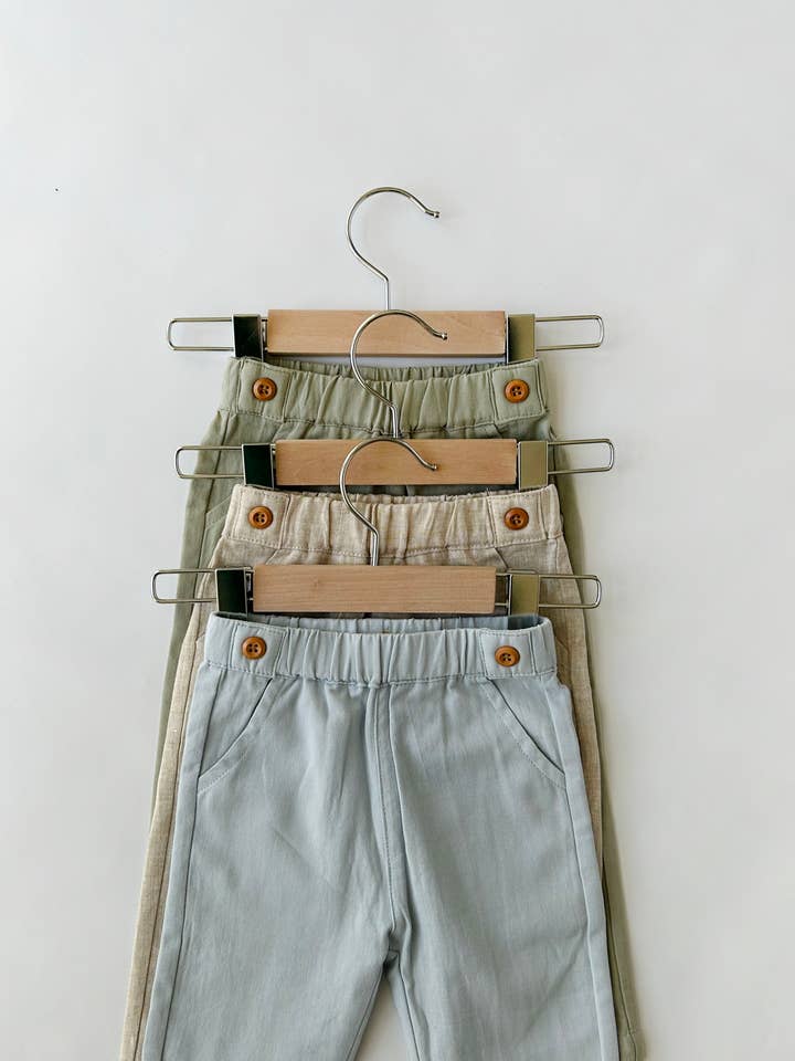 Calças de vestido de linho para rapazes com suspensórios Britches Algodão Linho por atacado de OLIVE & CRADLE