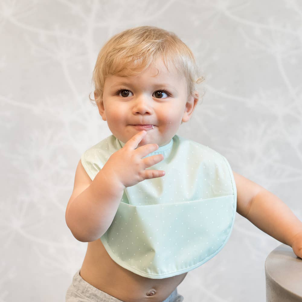 Summerville organic – wholesale Bib – Baby – Organic Baby Bib Soft Mint Dotty1