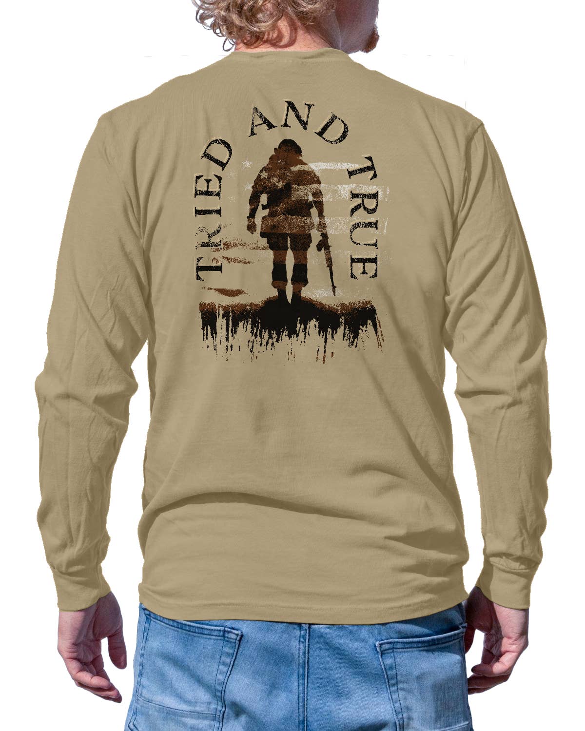Walk Tall Soldier Sand Long-Sleeve T-Shirt for wholesale on Faire