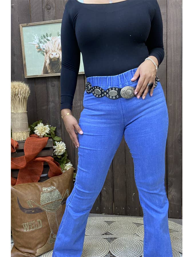 luluclothes - Wholesale Pants - Women's - S009 Elastic band waist long straight women blue pants5