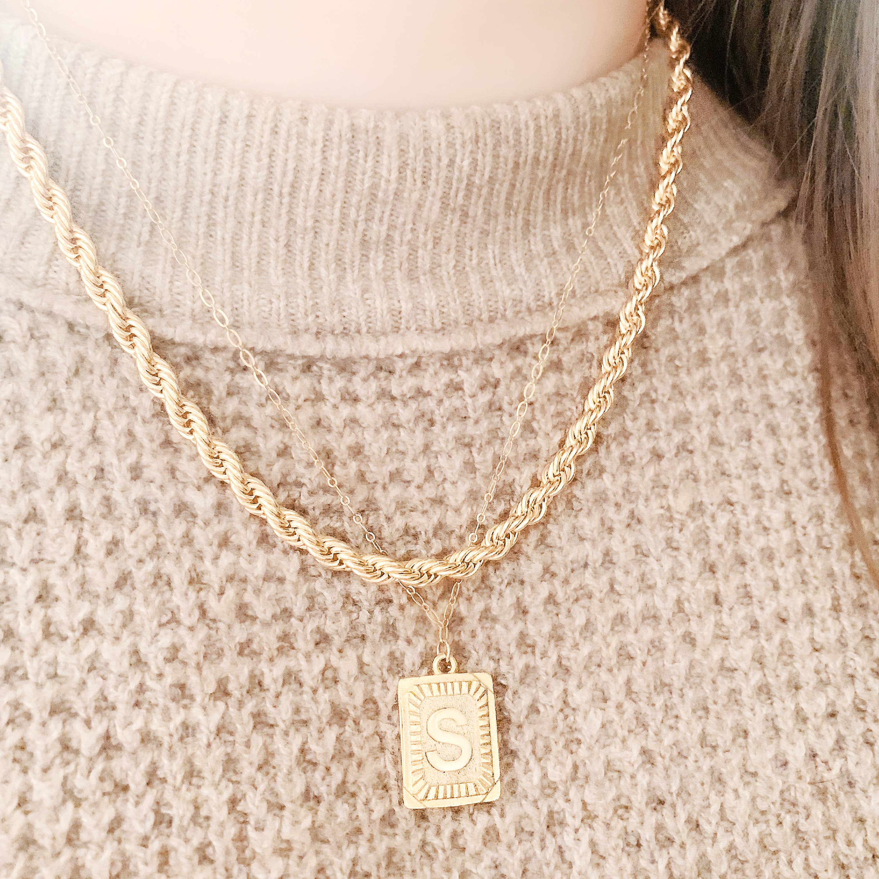 Wrapped. By Sav - Wholesale Pendant/Charm Necklace - Gold Initial Plate Necklace1