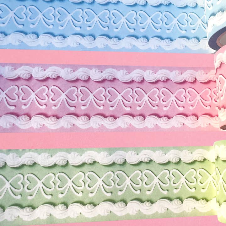 The Gemini Bake - Wholesale Washi Tape - Frosting Washi Tape 40mm - Shell Border & Large Heart Bows2