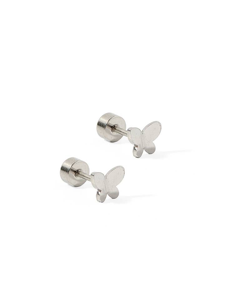Skruvstiftsörhängen - Billie Fjäril Silver för wholesale av LINNY CO