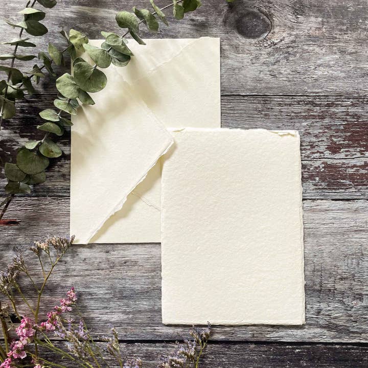 The Natural Paper Company - Wholesale Painting Paper - Ivory Handmade Paper | Pack of 5 | Recycled Cotton Rag Paper