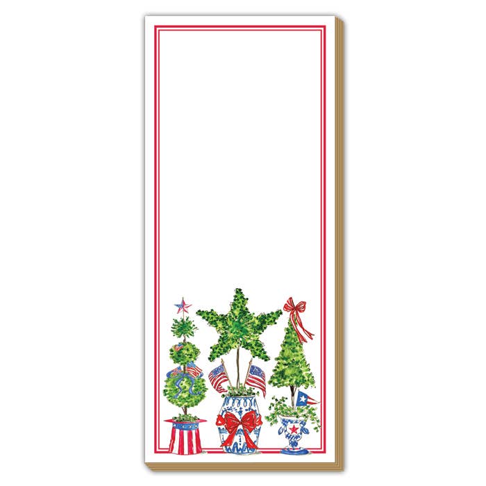 Handpainted Patriotic Topiary Trio Luxe Skinny Pad for wholesale by RosanneBeck Collections