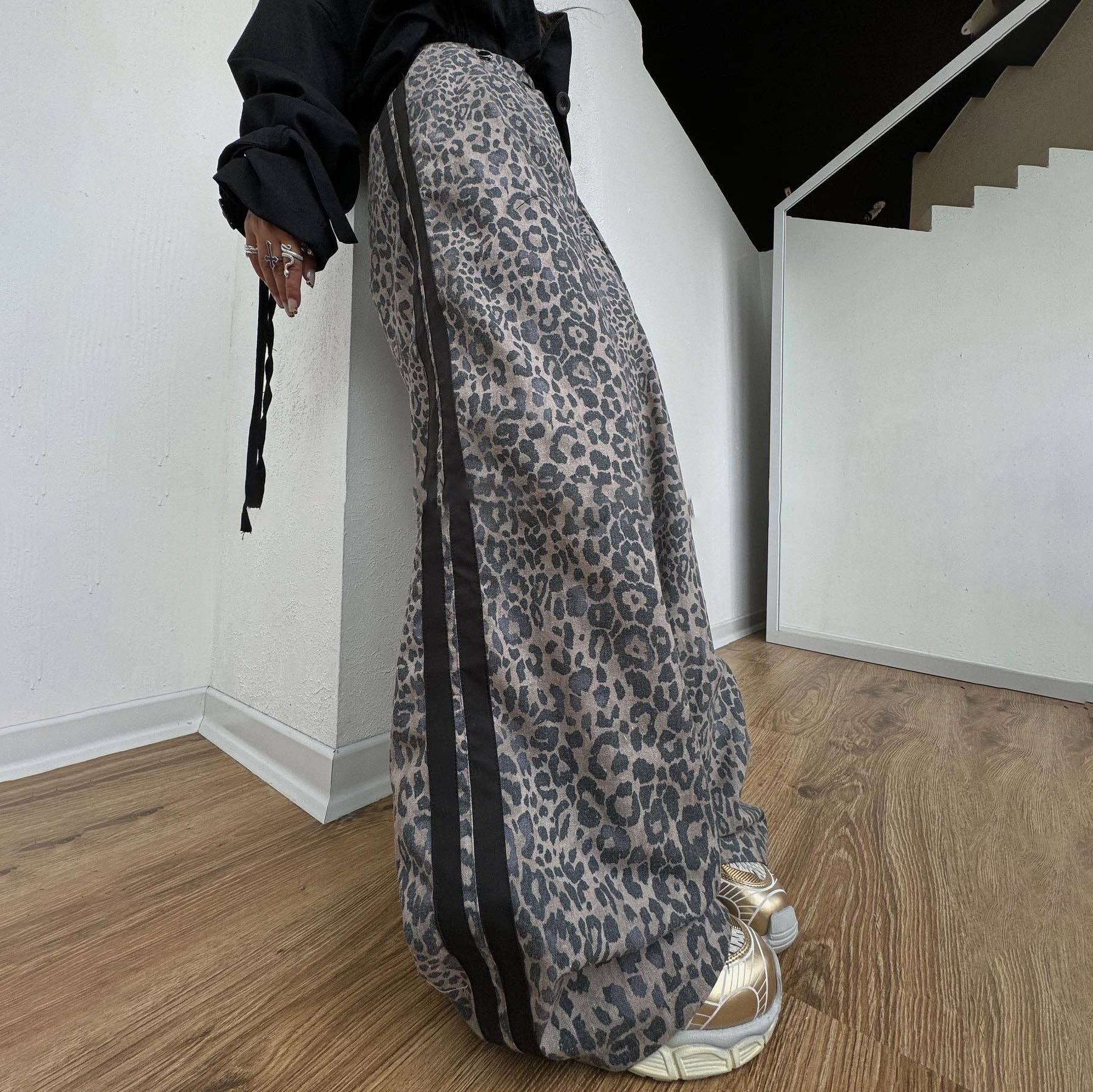 Marayn - Wholesale Pants - Women's - Leopard Print Wide Leg Trousers Summer 20250