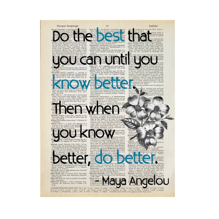 Do the best you can | Dictionary Print | Vintage Book Art for wholesale by Bookish Birds