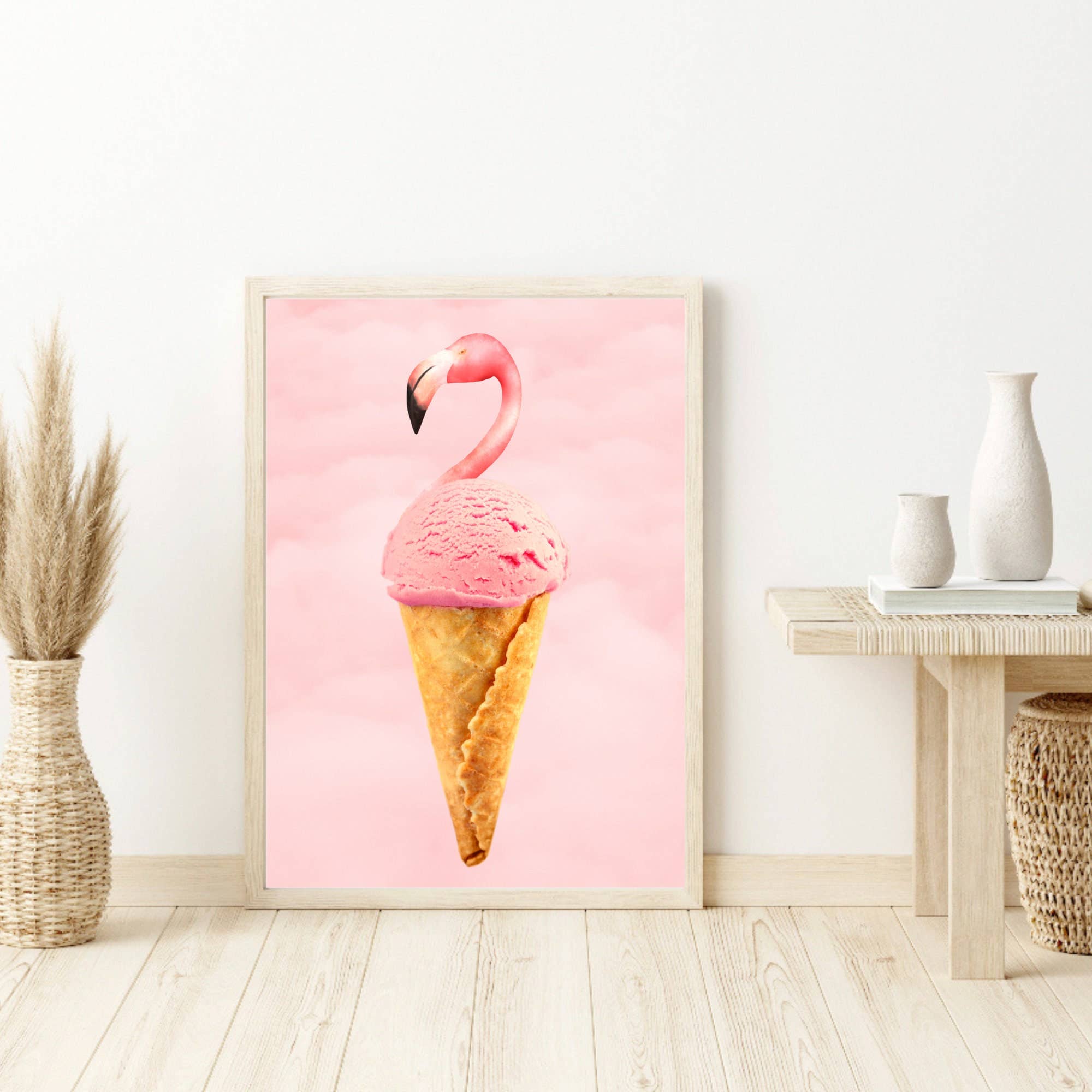 PRINTD image – Engroshandel Kunsttryk – Pink Flamingo Print, Ice Cream Print, Retro Vægtryk1