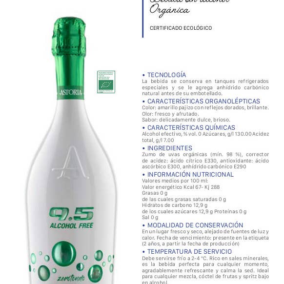 Metina SAS - Wholesale Non-Alcoholic Spirits/Wine/Beer - 9.5 Cold Wine Alcohol Free ZEROTONDO Astoria Sparkling Wine 75 cl.4
