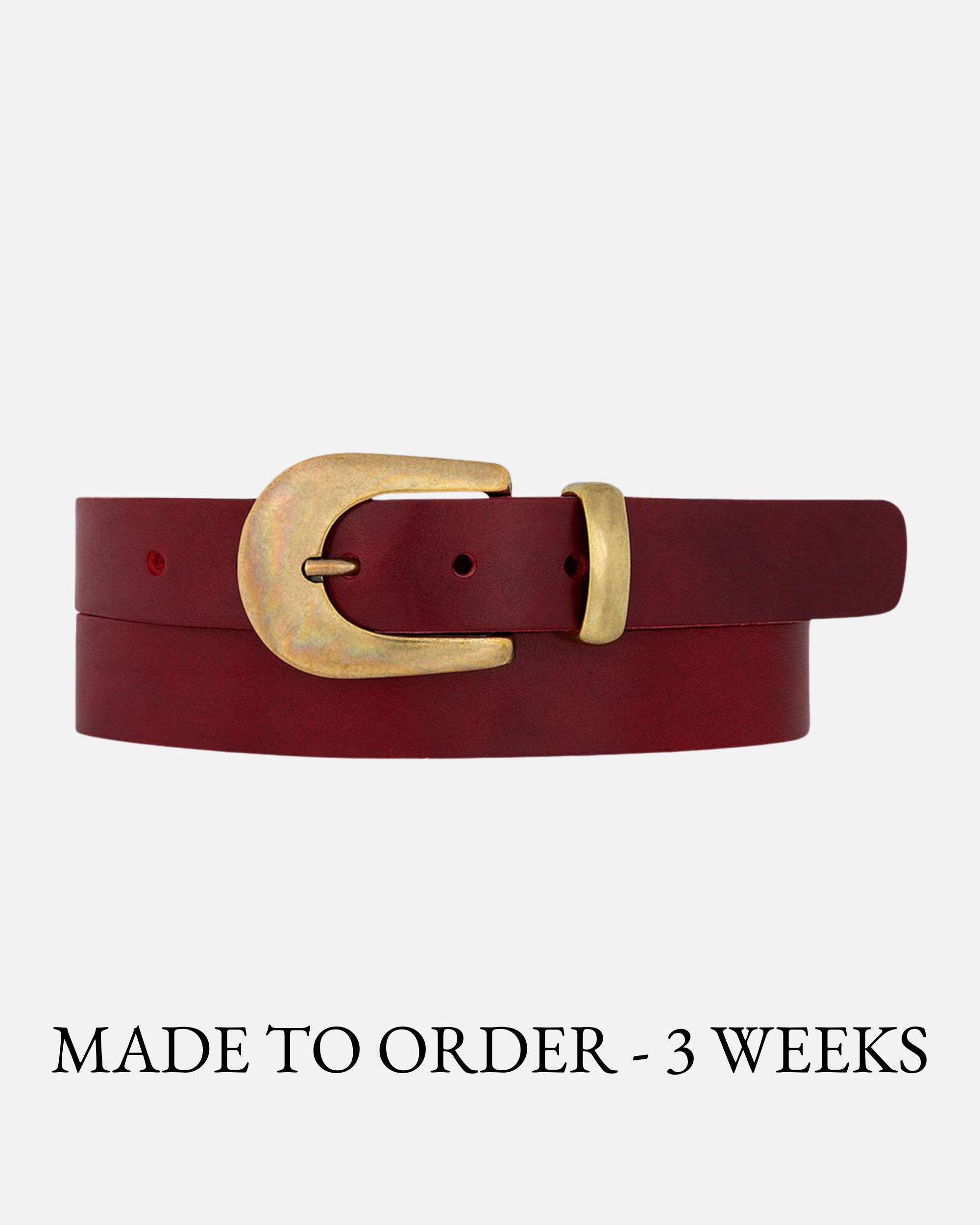 Amsterdam Heritage Leather Belts, Bags, Jackets & Apparel - Vente Ceinture – femme - FABRIQUÉ SUR COMMANDE Annie | Ceinture fine en cuir avec boucle dorée pour femme10