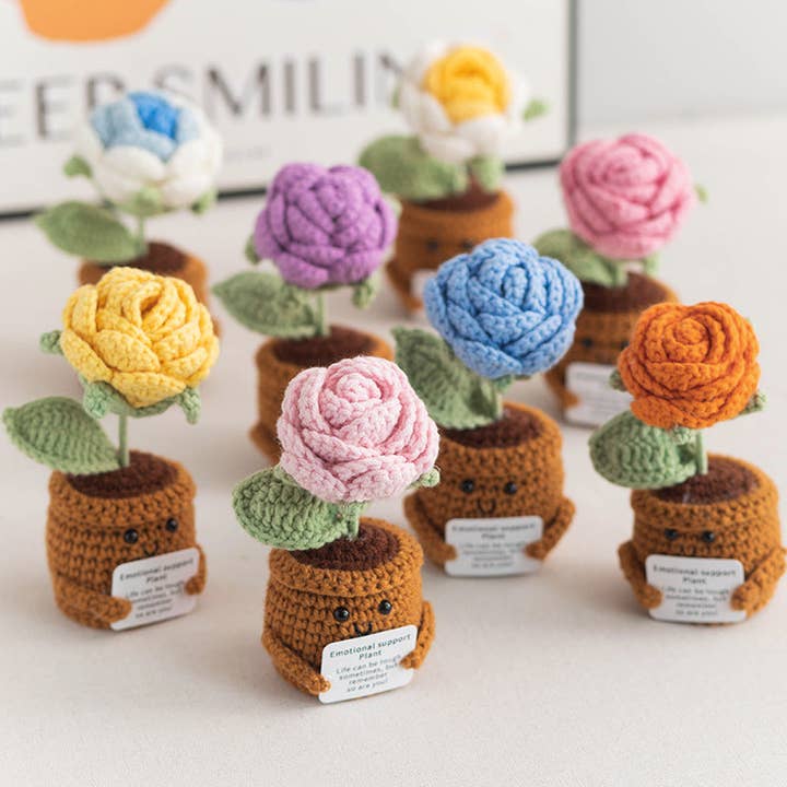 Handgemaakte gehaakte bloempot voor feestdecoraties 4,3x2,3 inch voor wholesale door Liffy