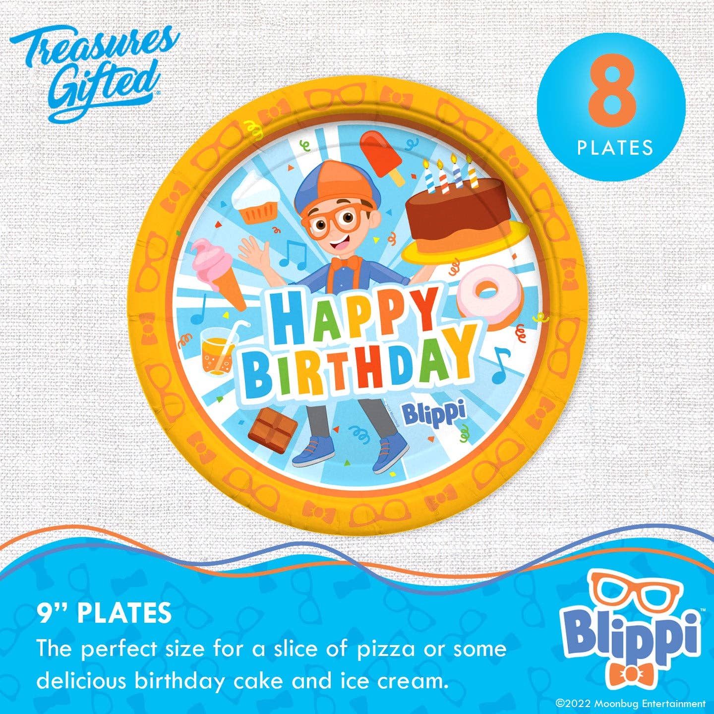 Treasures Gifted - Wholesale Disposable Plate - Blippi Plates 9in - 8pk - Blippi Party Supplies1
