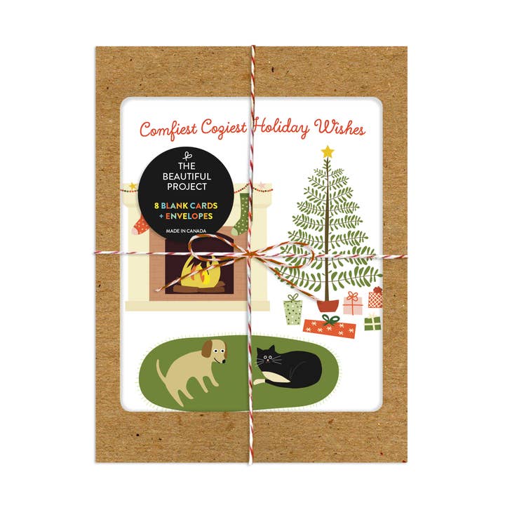 Comfiest Coziest Holiday Christmas Card Box Set of 8 for wholesale by The Beautiful Project